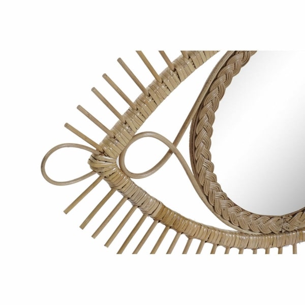 Large eye shaped rattan mirror with rays