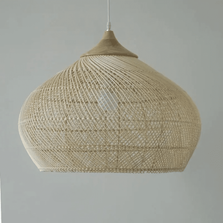 Large onion shaped woven rattan dome pendant light