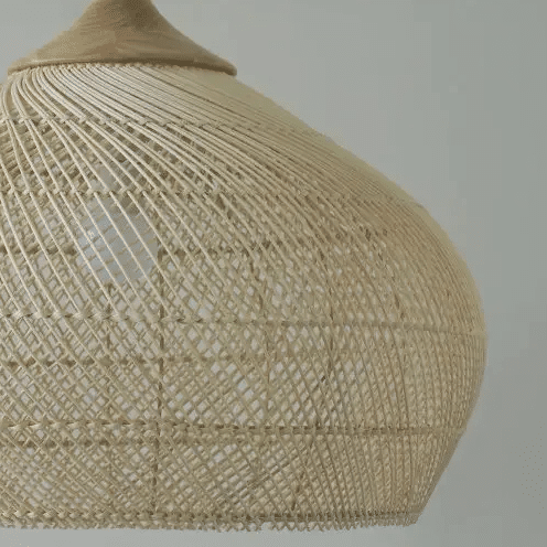 Large onion shaped woven rattan dome pendant light