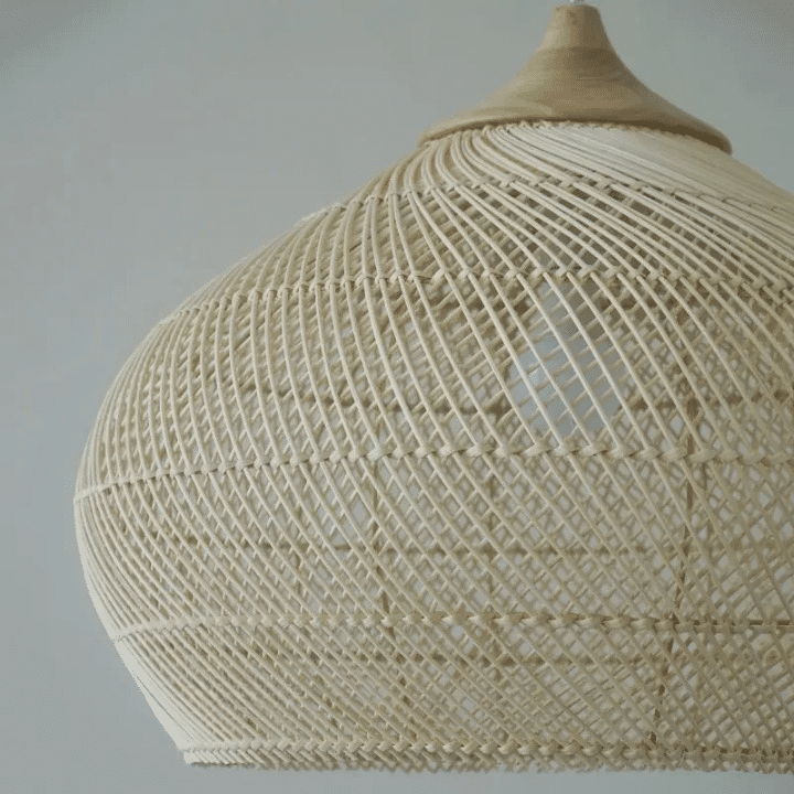 Large onion shaped woven rattan dome pendant light