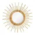 Large rattan sunburst mirror with long rays