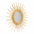 Large rattan sunburst mirror with long rays