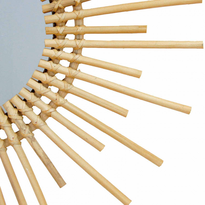 Large rattan sunburst mirror with long rays