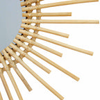 Large rattan sunburst mirror with long rays