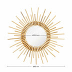Large rattan sunburst mirror with long rays
