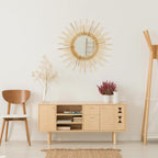 Large rattan sunburst mirror with long rays