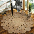 Large round jute rug made of braided circles