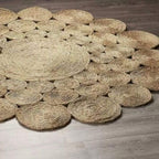 Large round jute rug made of braided circles