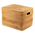 Woven rattan trunk with a removable lid and two side handles