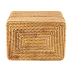 Woven rattan trunk with a removable lid and two side handles
