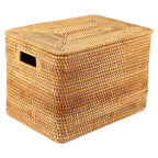 Woven rattan trunk with a removable lid and two side handles