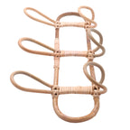 Round hand woven light rattan wall hook with three hooks