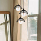 Small flared lotus leaf lamp shade hand woven in natural rattan