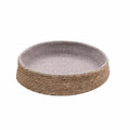 Low round woven pet bed with gray lining