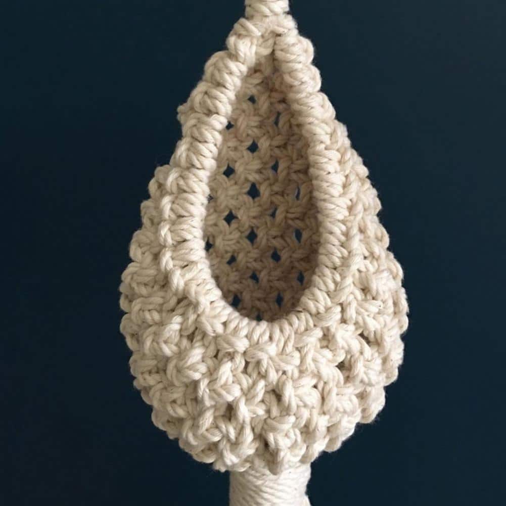 Cotton macrame hanging plant baskets with air plants