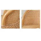 Mini low rattan armchair with rounded arms in natural beige