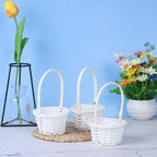 Mini white hand woven rattan planter in heart, round or oval shape