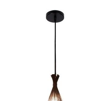 Slim dark brown woven cone pendant light