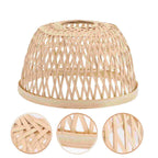 Round minimalist lamp shade hand woven in beige rattan