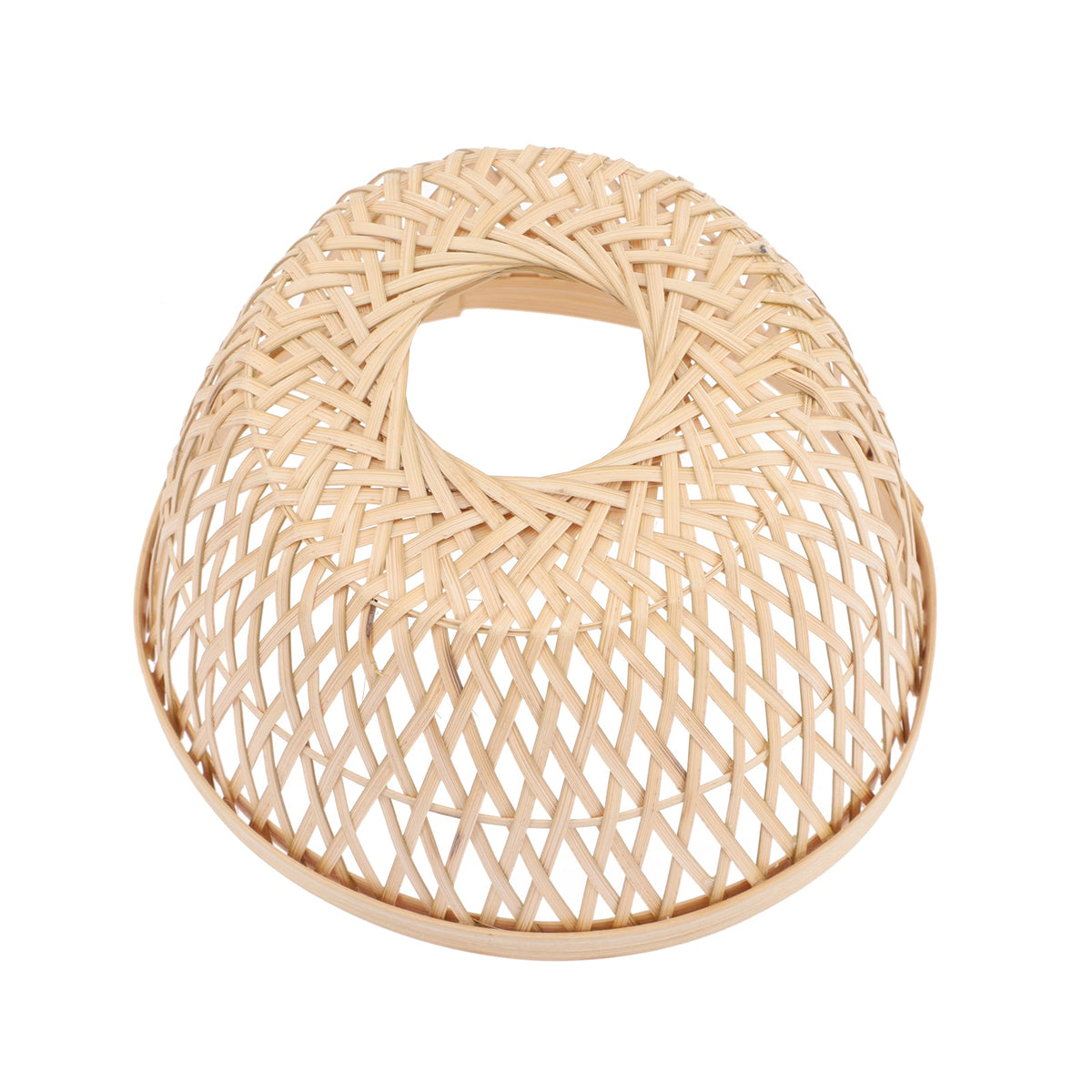 Round minimalist lamp shade hand woven in beige rattan