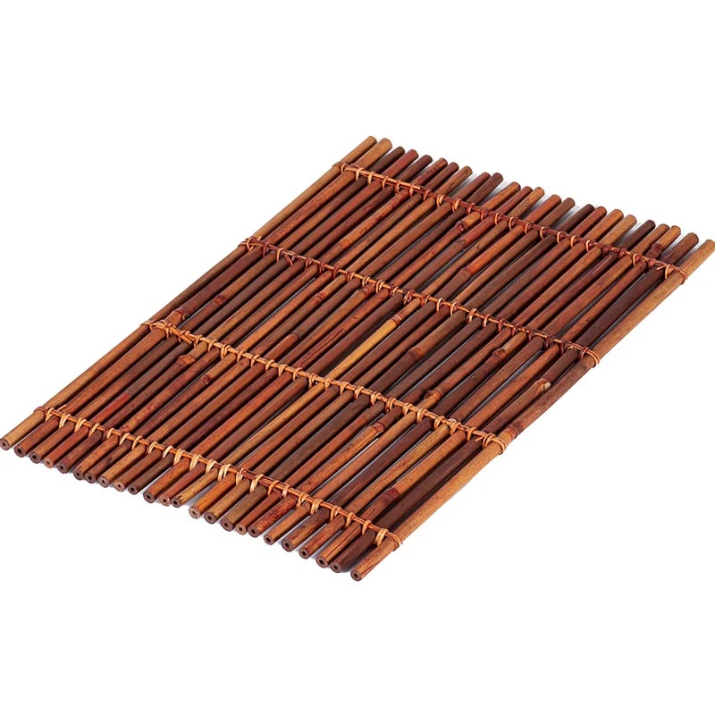 Brown tightly woven bamboo placemat with finely rounded edges