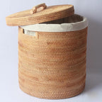 Honey rattan laundry hamper with lid and liner
