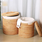 Honey rattan laundry hamper with lid and liner