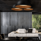 Modern Japanese style ceiling light with regularly spaced wood slats