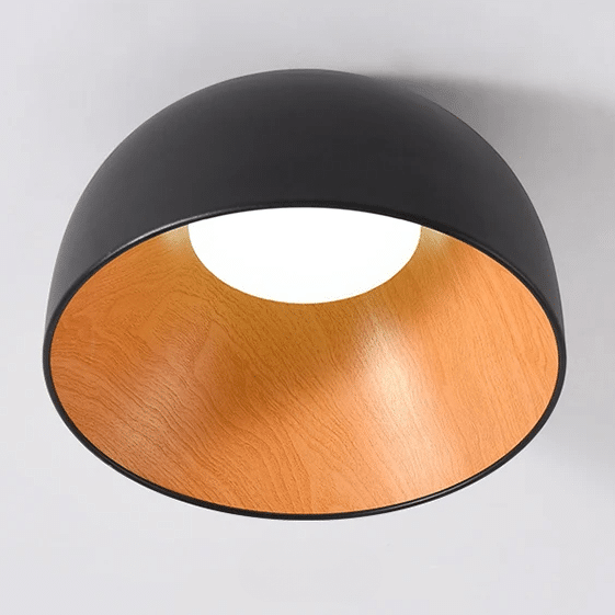 Modern Japanese style ceiling light with regularly spaced wood slats