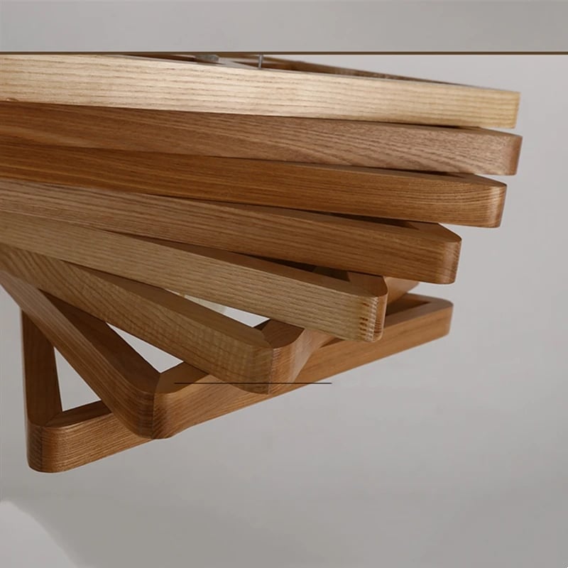 Modern sculpted brown wood pendant light with clean lines
