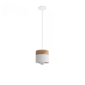 Slim modern pendant light pairing wood and brushed aluminum