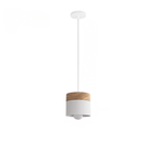 Slim modern pendant light pairing wood and brushed aluminum