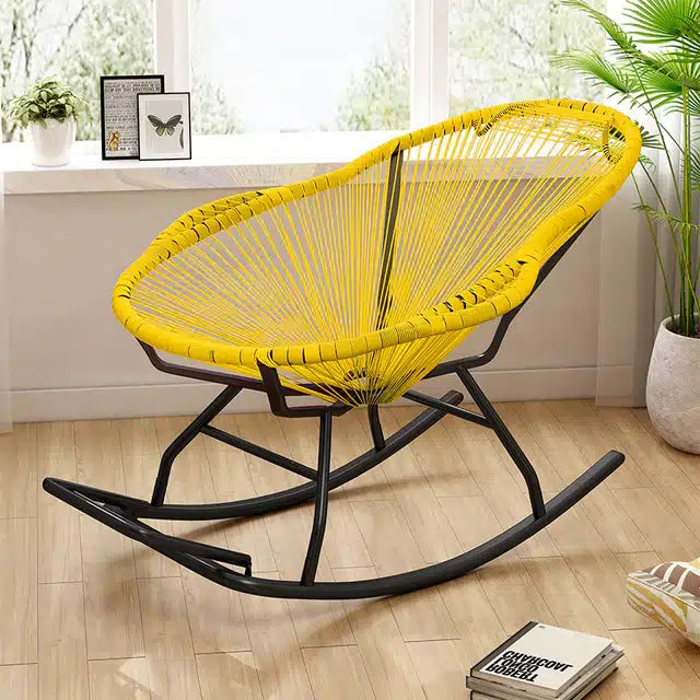 A Yellow Rattan Rocking Chair