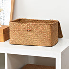 Hand woven natural rattan trunk box with a lid, offered in three sizes
