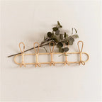 Round hand woven natural rattan wall hook with five hooks