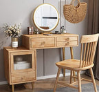 Round natural furniture knob with rattan woven around a wooden core