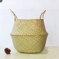 Natural woven belly basket with handles