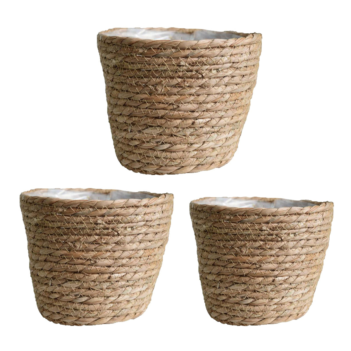 Natural hand woven rattan flower planter with a slightly flared shape