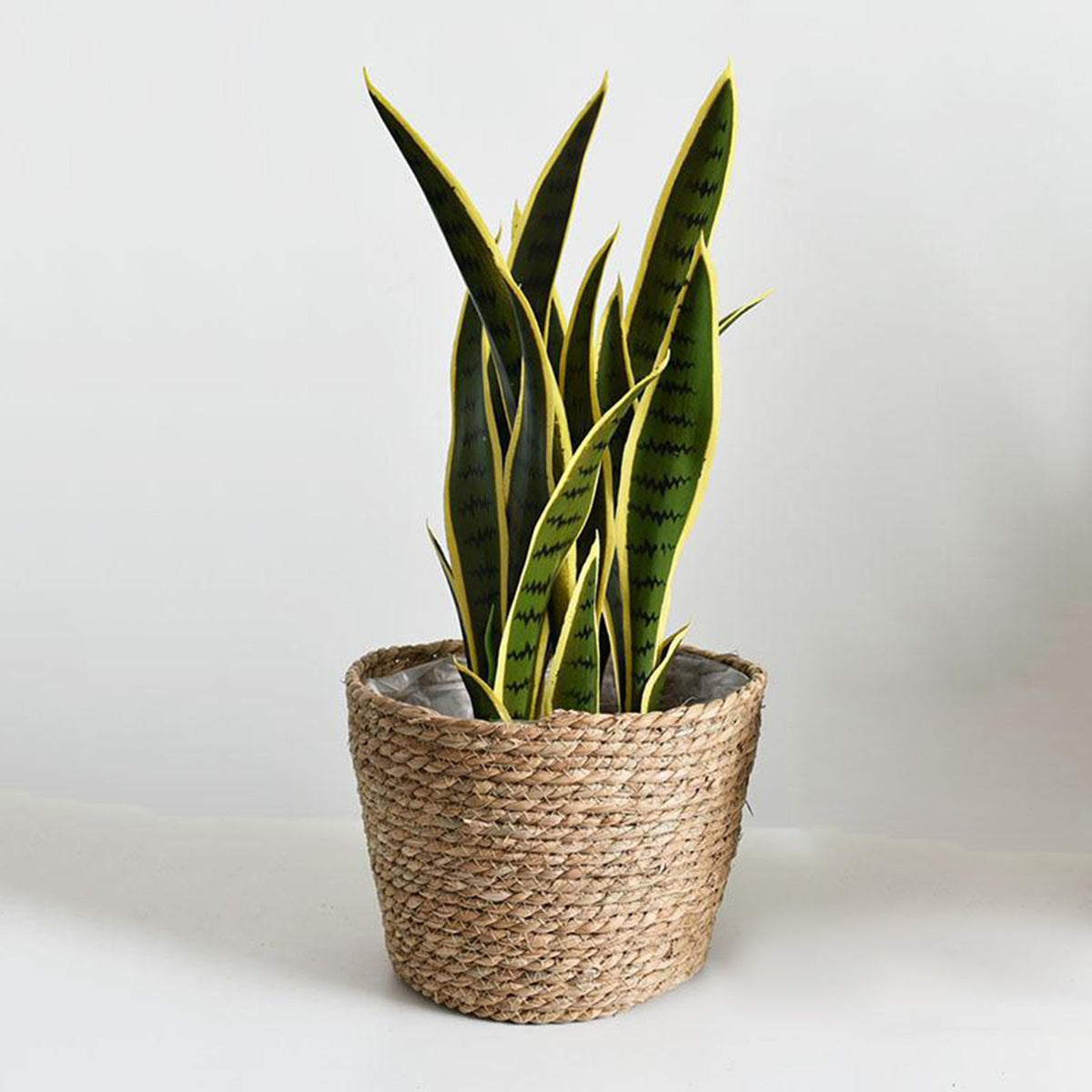 Natural hand woven rattan flower planter with a slightly flared shape