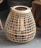 Hand woven natural rattan lantern with delicate openwork