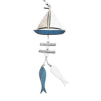 Wooden sailboat wall hanging with driftwood and fish