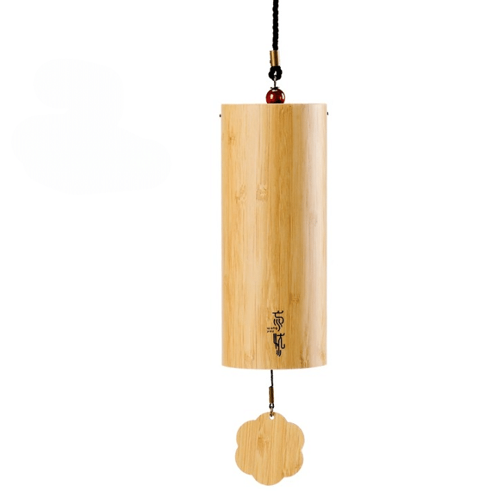 Bamboo cylinder wind chime with a flower shaped wind catcher
