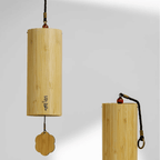 Bamboo cylinder wind chime with a flower shaped wind catcher