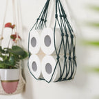 Long hanging holder knotted by hand in natural fiber rope