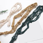Long hanging holder knotted by hand in natural fiber rope