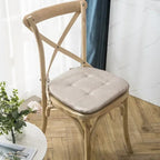 Soft natural beige Nordic style seat cushion with discreet ties