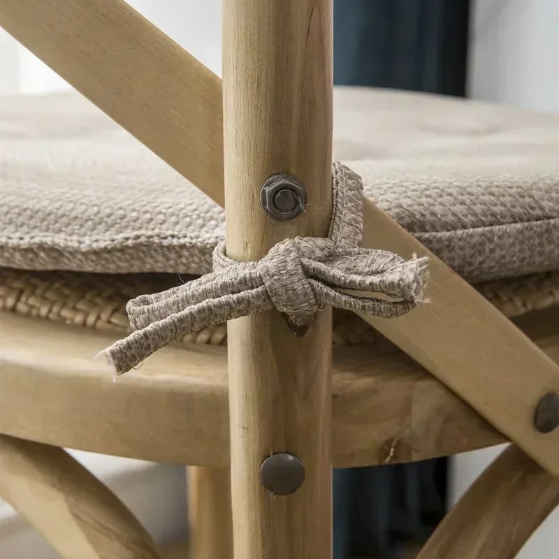 Soft natural beige Nordic style seat cushion with discreet ties