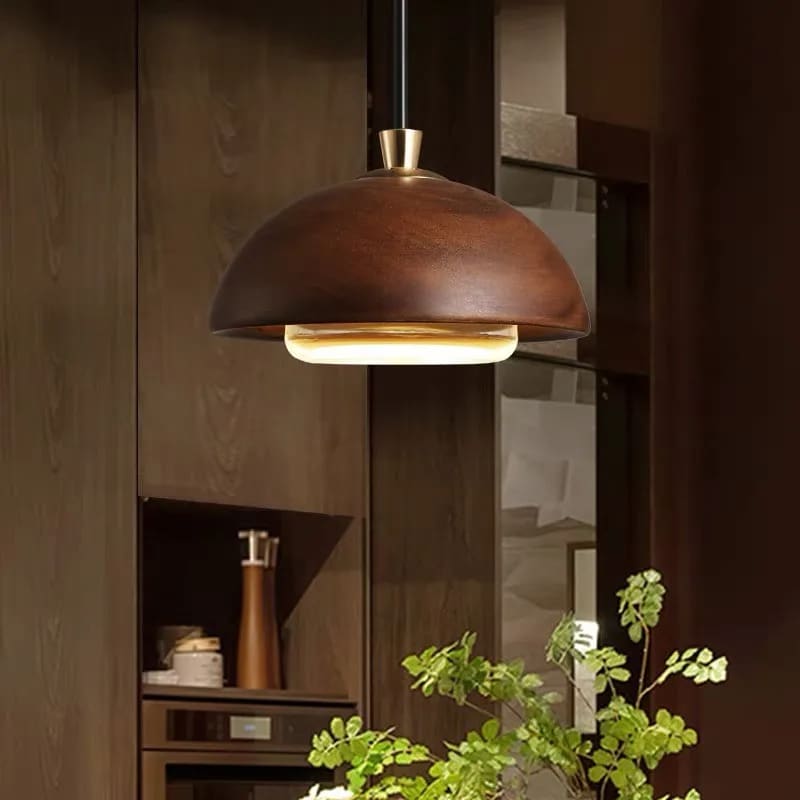 Nordic pendant light in natural wood with an acrylic diffuser