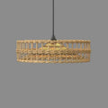 Low profile open weave rattan ring pendant light