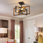 Original brown wood and bamboo pendant light with bold curves